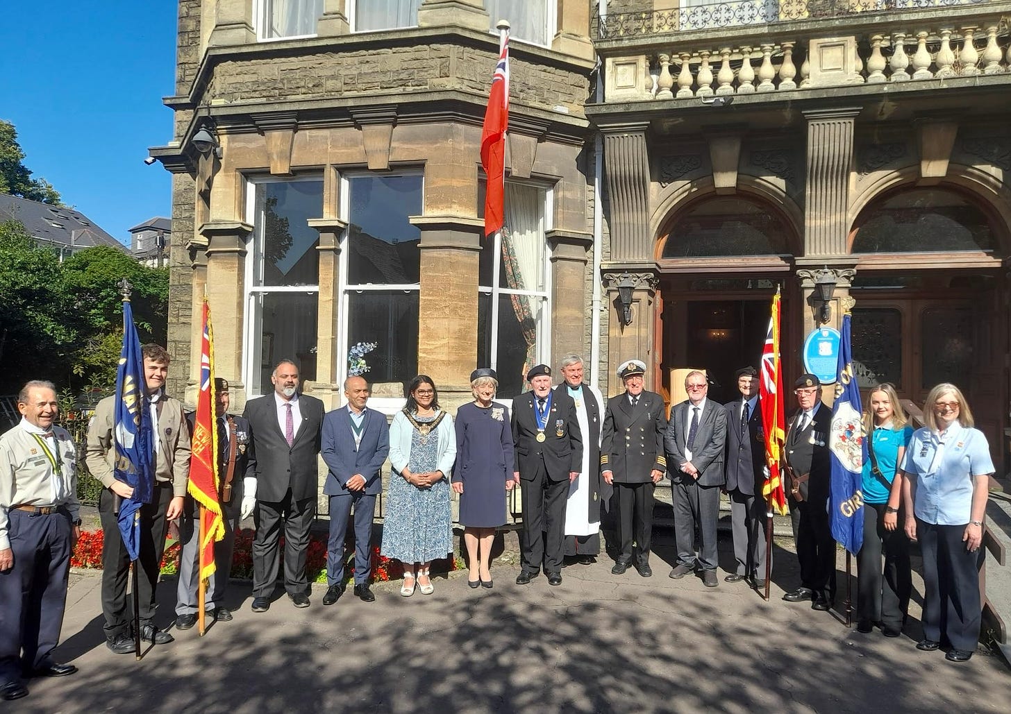 DIGNITARIES AND PARTICIPANTS INCLUDING THE LORD MAYORS OWN SCOUT TROOP AND THE STANDARDS OF MNA (WALES) AND MNA NEWPORT