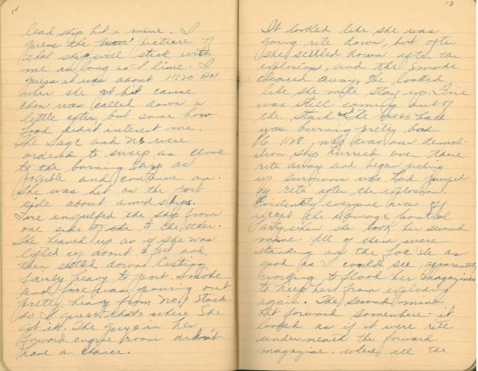 Donald W. Panek World War II Diary, pages 12-13. Transcription below.