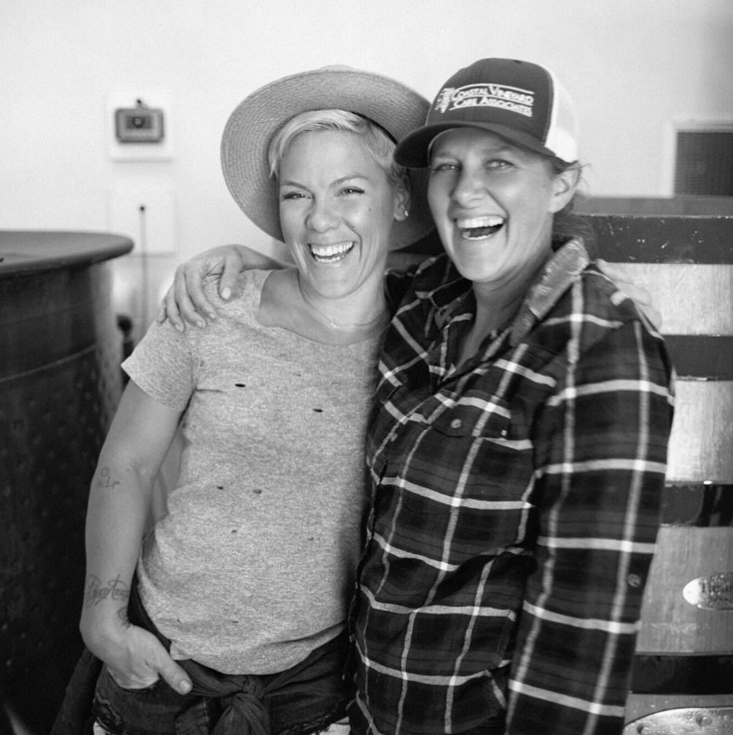 Winemaker singer songwriter Alecia Moore aka Pink with Alison Thomson