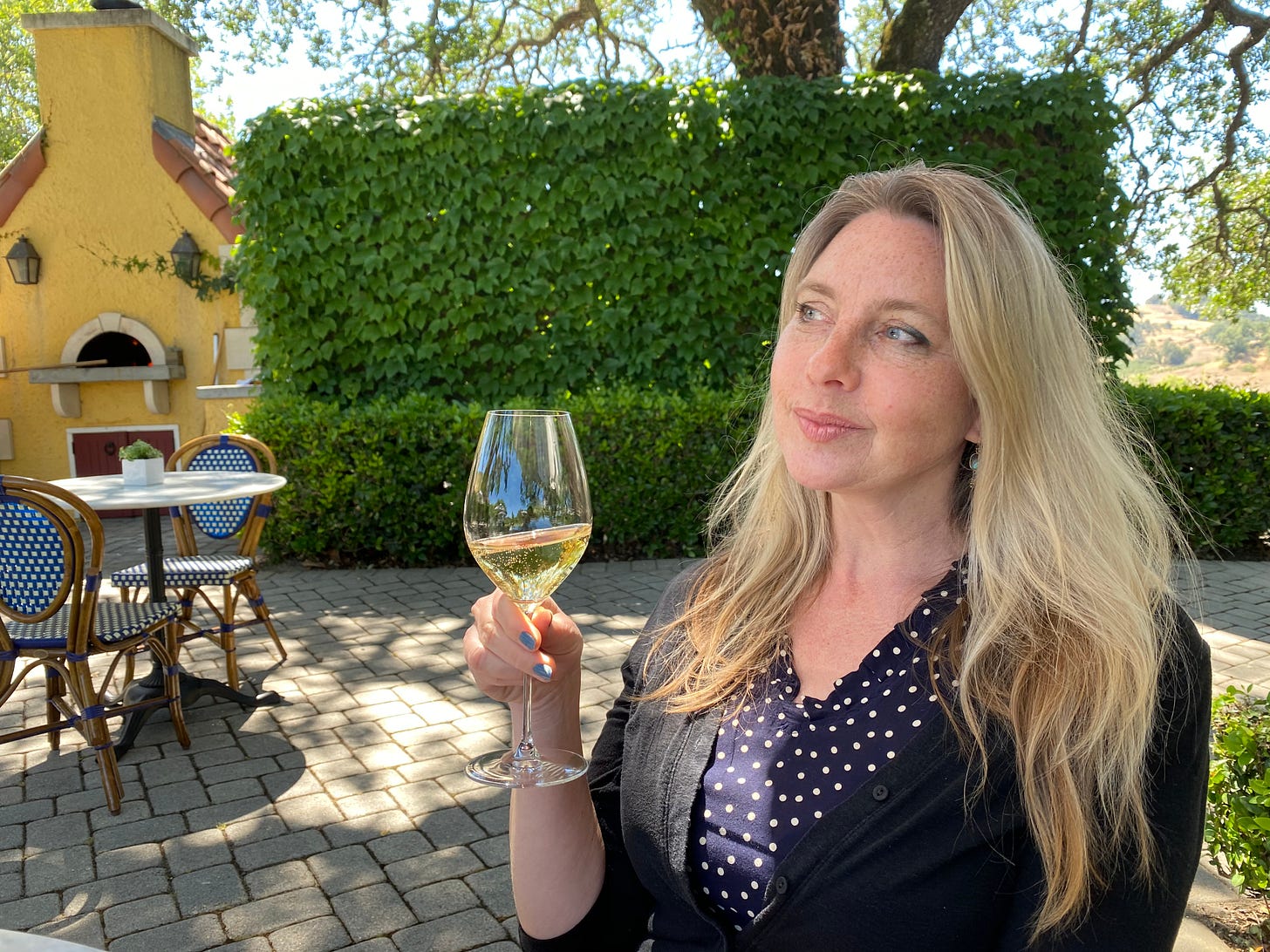 woman with glass of wine