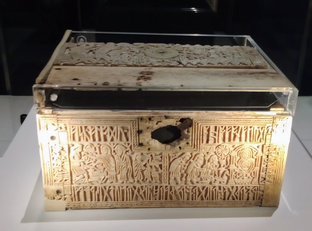 Elaborate carved whalebone box 