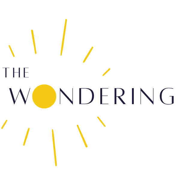 The Wondering. The o is a yellow sun with rays of sunshine coming out of it