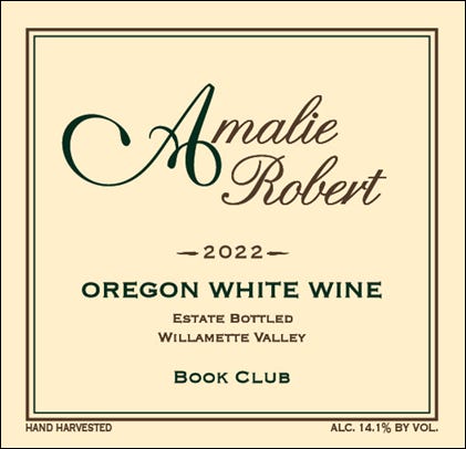 Amalie Robert Book Club White Wine label.