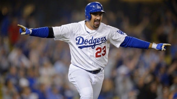 adrian gonzalez hot for dogers national league tops 2015