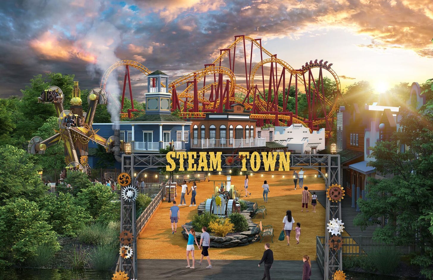 SteamTown land at Six Flags America rendering
