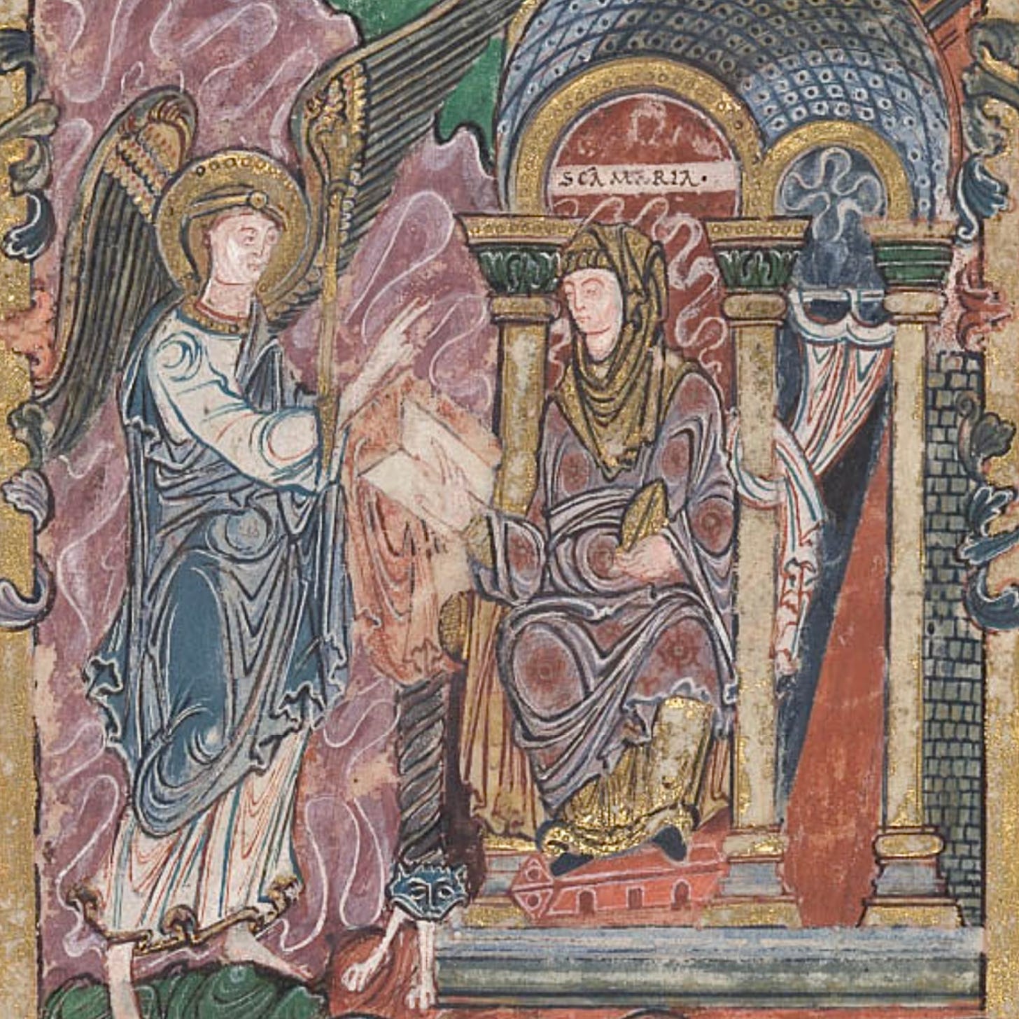 Annunciation in Benedictional of St. Æthelwold
