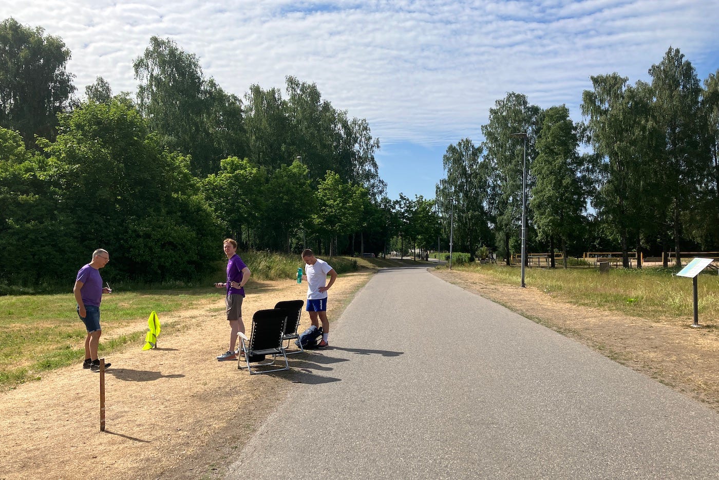 Volunteers at the finish line