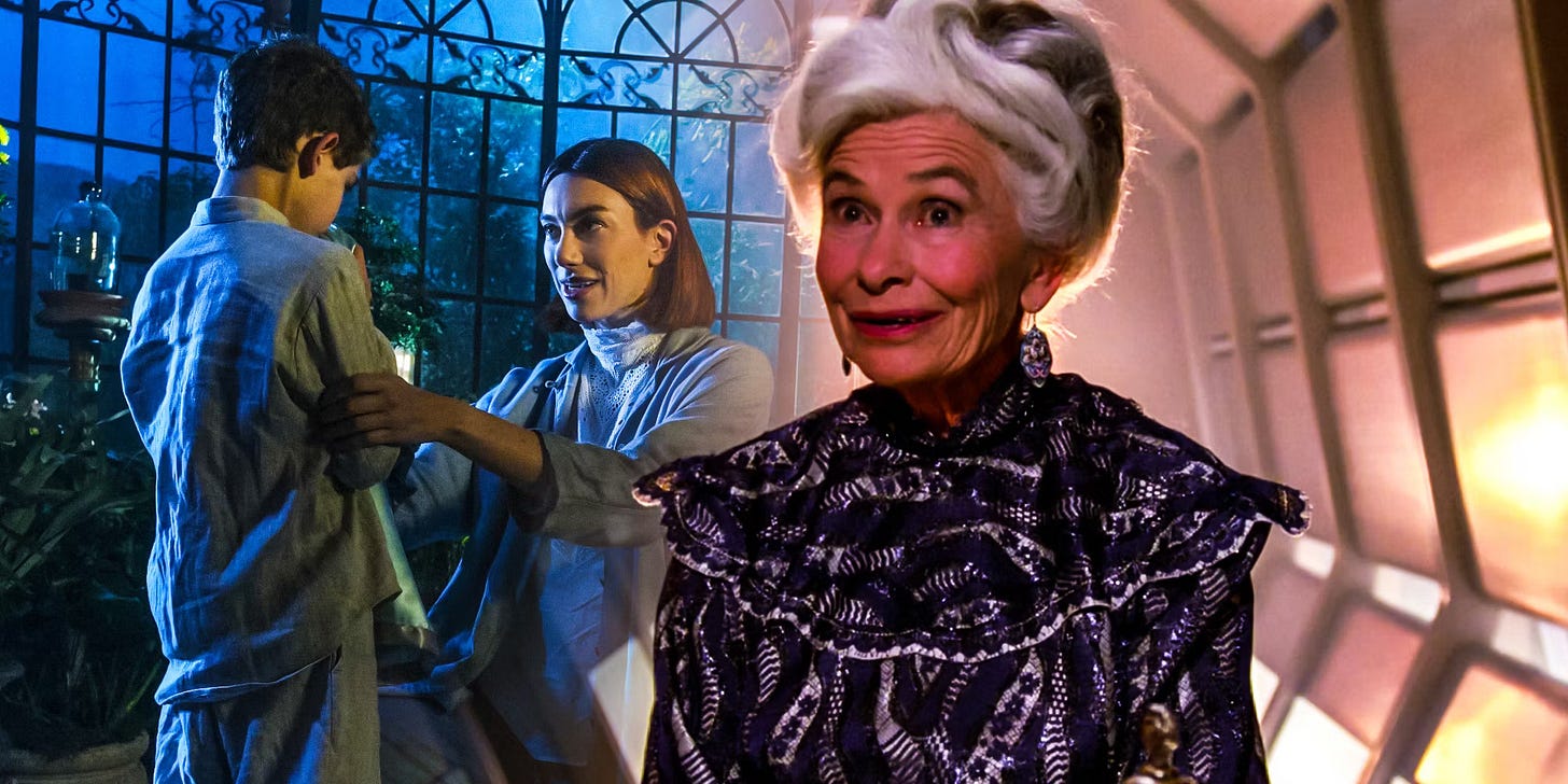 This diptych shows, on the left, Young Jean-Luc Picard (played by Dylan Von Halle) and Yvette Picard (played by Madeline Wise) in "Hide and Seek" (Star Trek: Picard Season 2's ninth episode) and, on the right, the older Yvette Picard (played by Herta Ware) that Jean-Luc encounters in Star Trek: The Next Generation Season 1's fifth episode, "Where No One Has Gone Before." This diptych shows, on the left, Young Jean-Luc Picard (played by Dylan Von Halle) and Yvette Picard (played by Madeline Wise) in "Hide and Seek" (Star Trek: Picard Season 2's ninth episode) and, on the right, the older Yvette Picard (played by Herta Ware) that Jean-Luc encounters in Star Trek: The Next Generation Season 1's fifth episode, "Where No One Has Gone Before."