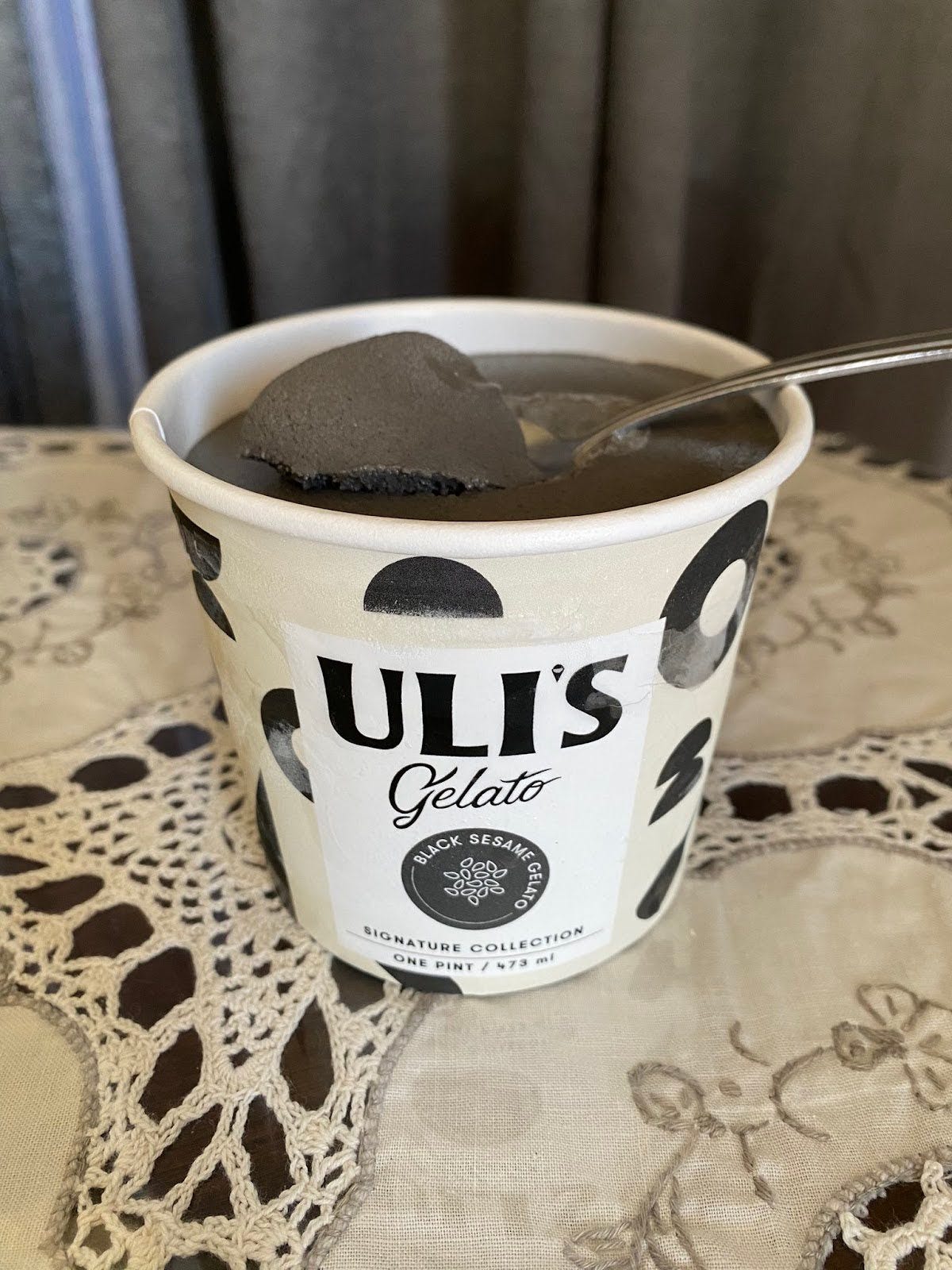 Uli's black sesame gelato