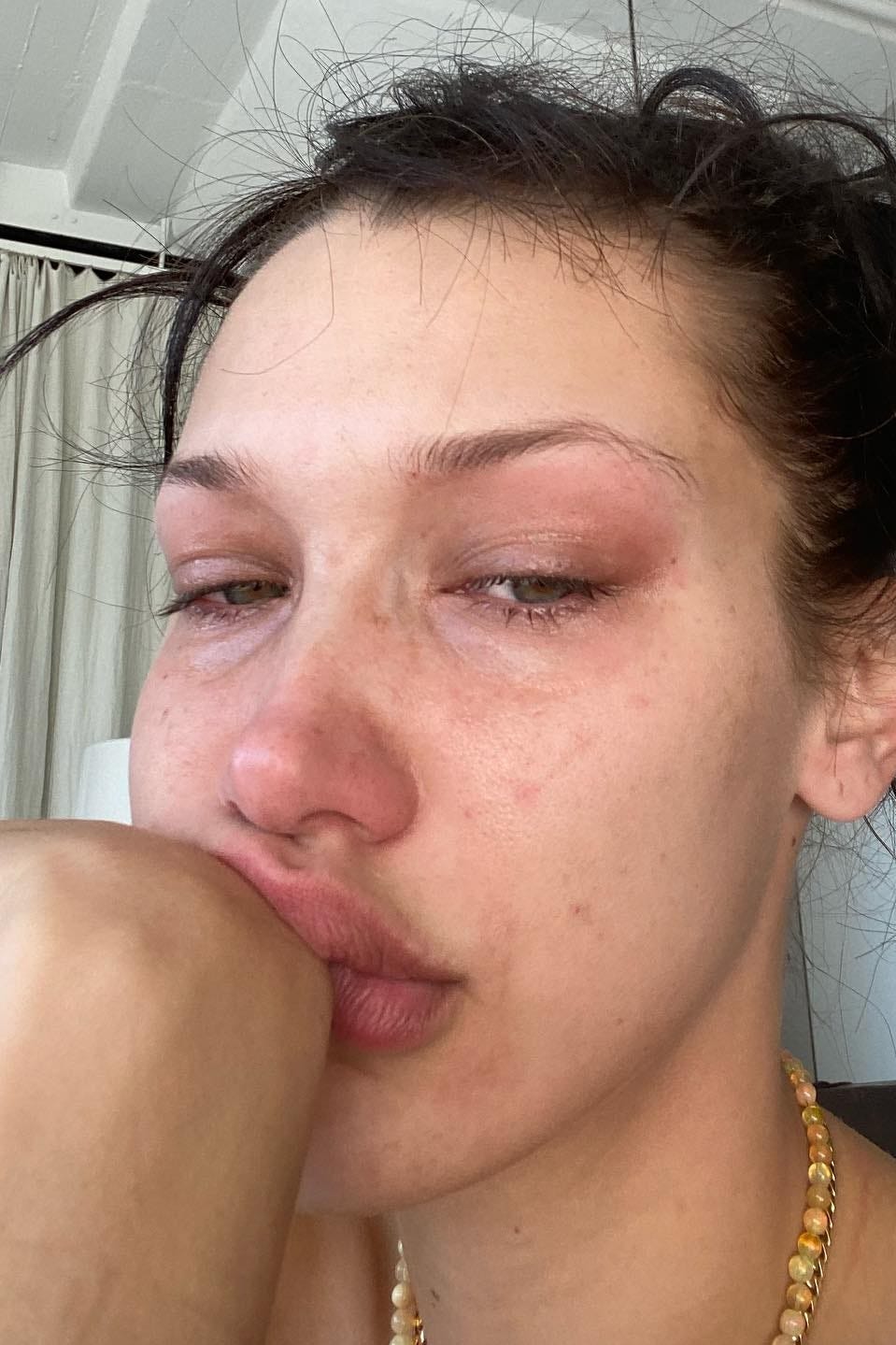 crying girl makeup Bella Hadid