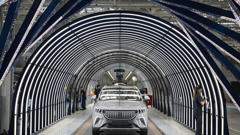 A Togg electric car rolling off the assembly line in Gemlik near Bursa in western Turkey