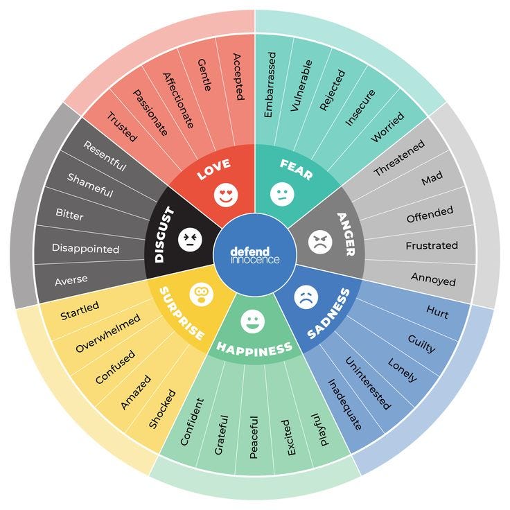 Wheel of Emotions | Emotions wheel, Feelings wheel, Emotion chart