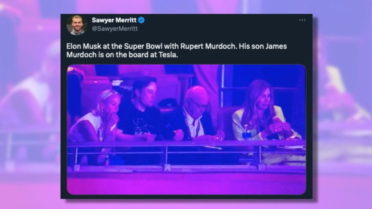 Did Elon Musk Sit with Rupert Murdoch at Super Bowl LVII? | Snopes.com