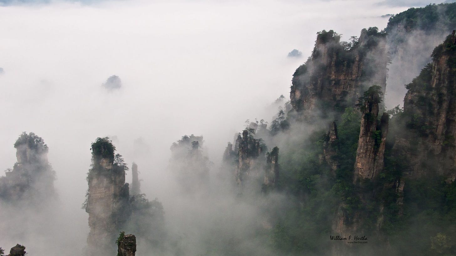 Walking through the Tianzi Mountains