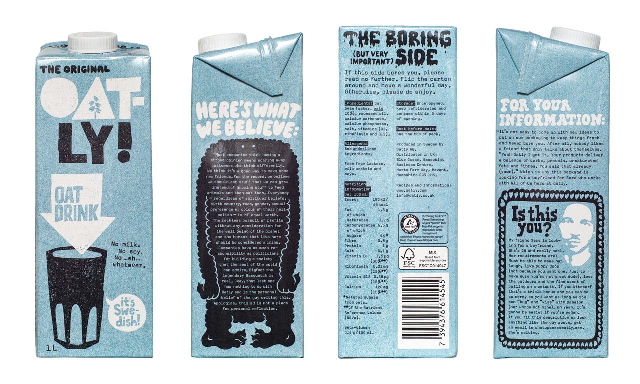 Oatly UK packaging 2016.