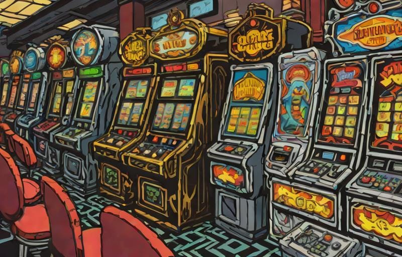 drawing of slot machines
