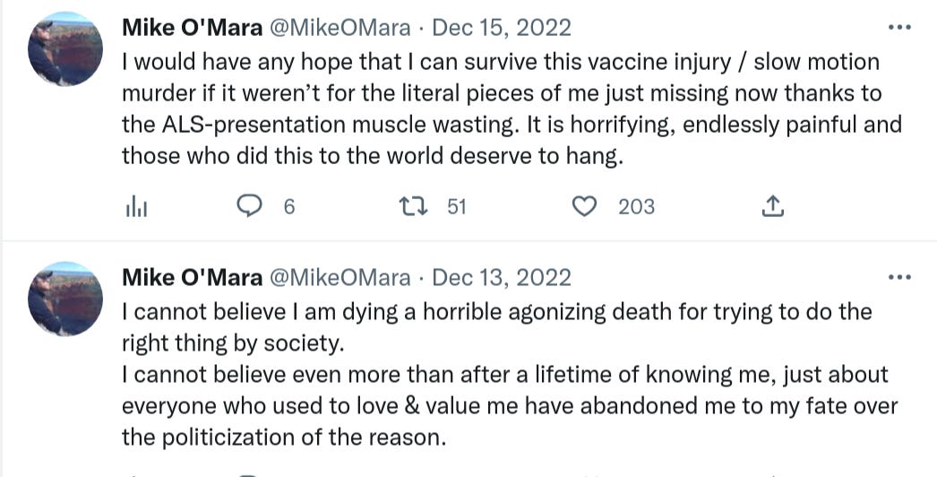 Mike o mara i am dying murdered by moderna | opinion