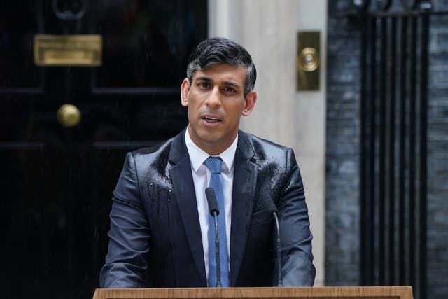 Rishi Sunak in his rain-soaked announcement of the election