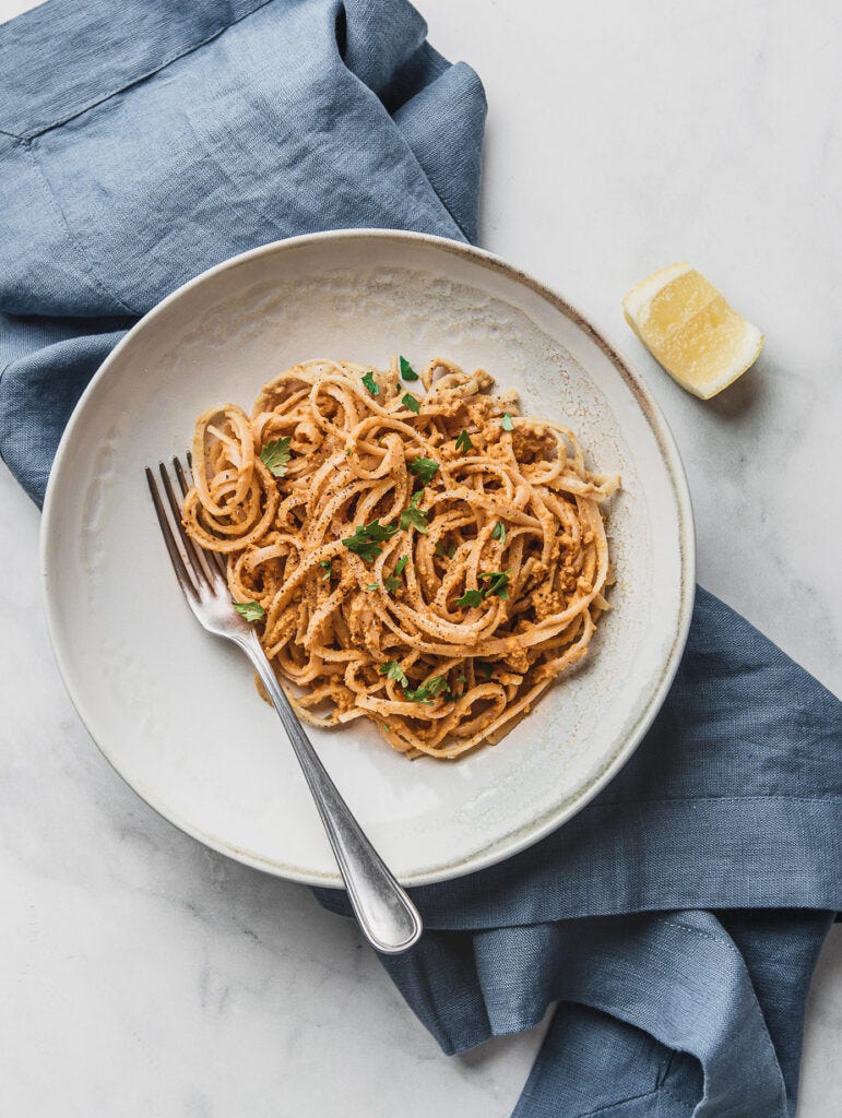 vegan carrot pesto pasta