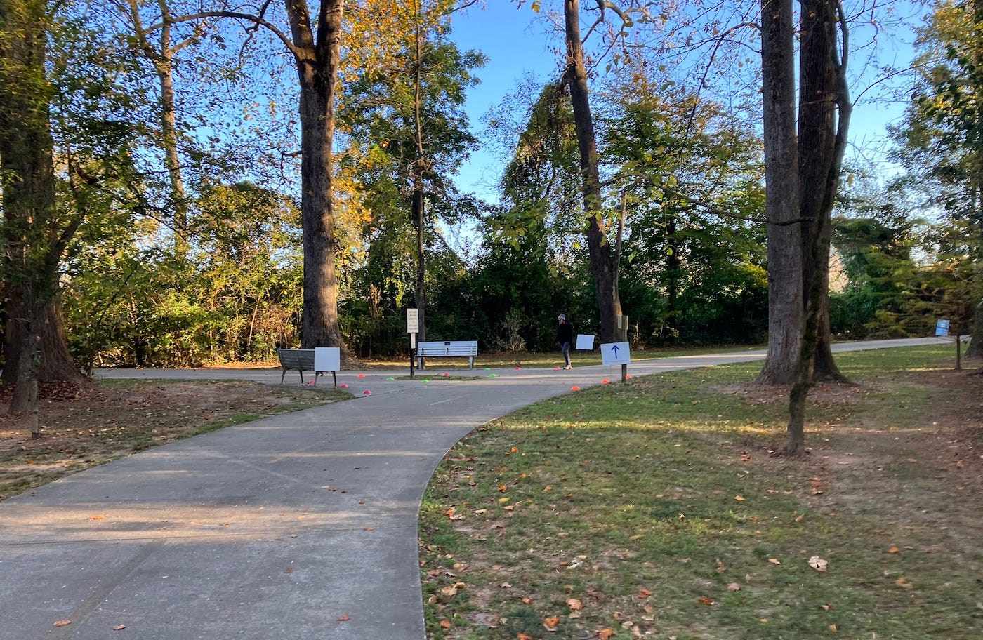 The parkrun's main junction on the trail