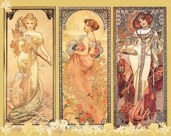 Art NOUVEAU ART Print Poster is FABULOUS Alphonse Mucha Named Seasons in Art  Nouveau Style - Etsy Canada