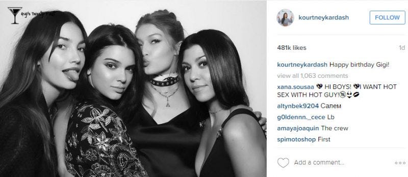 gigi hadid bday with kylie jenner and kourtney kardashian