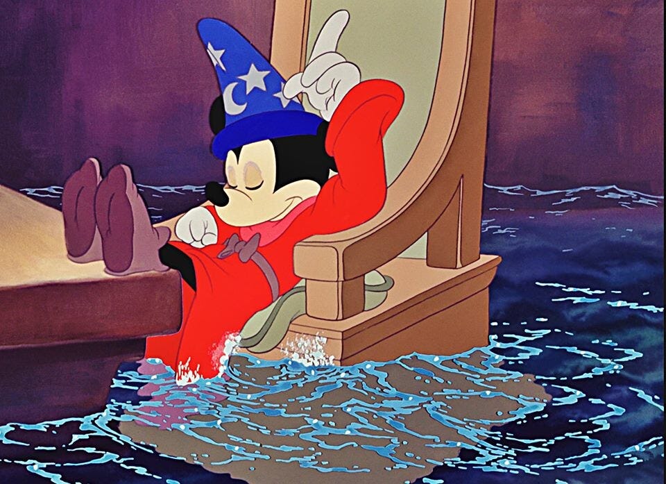 Walt Disney Fantasia: " The Sorcerer's Apprentice," based on the Goethe  poem by the same name.