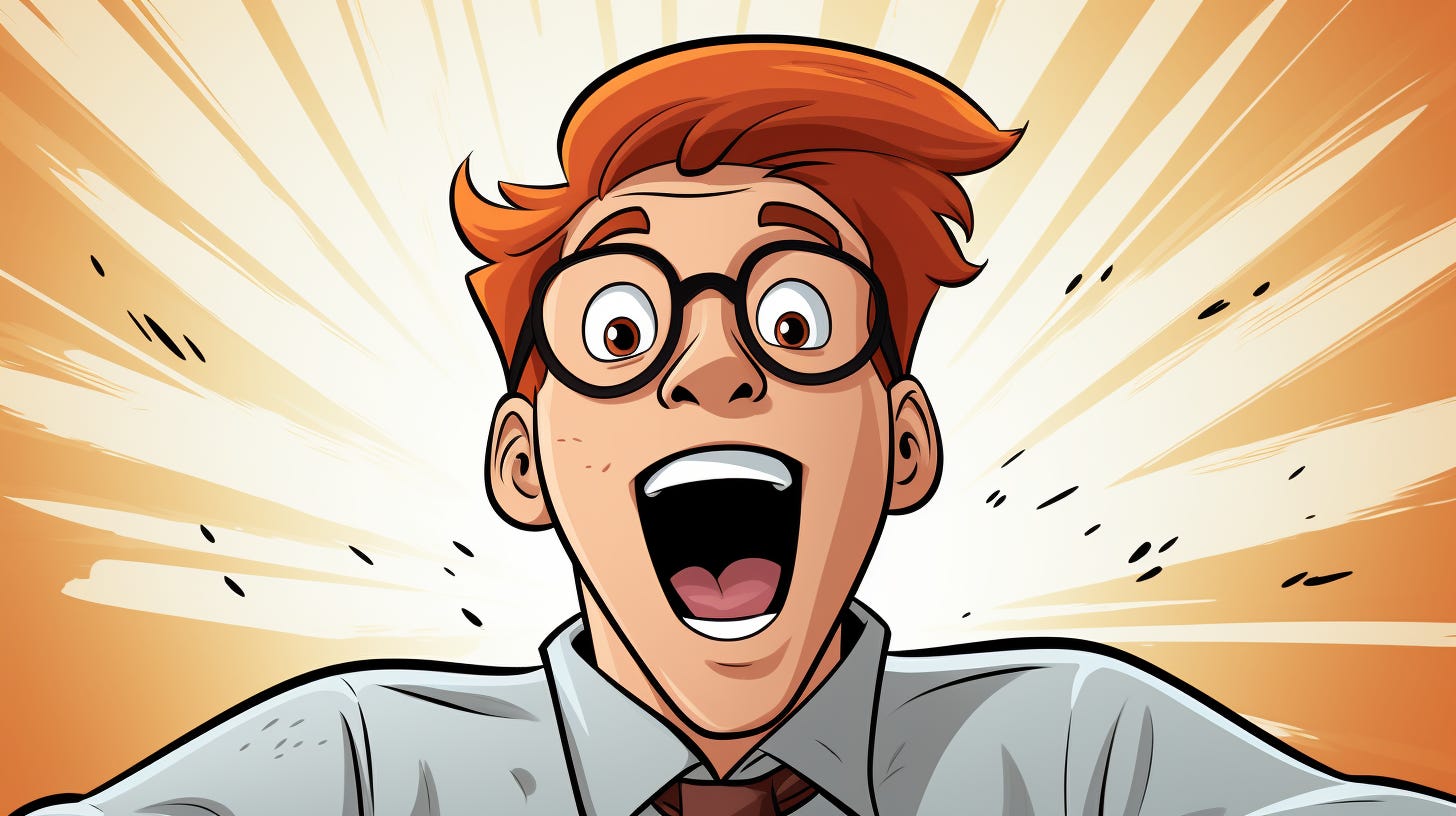 Shouting redhead boy in a shirt and tie