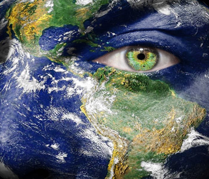 A human eye embedded into the globe
