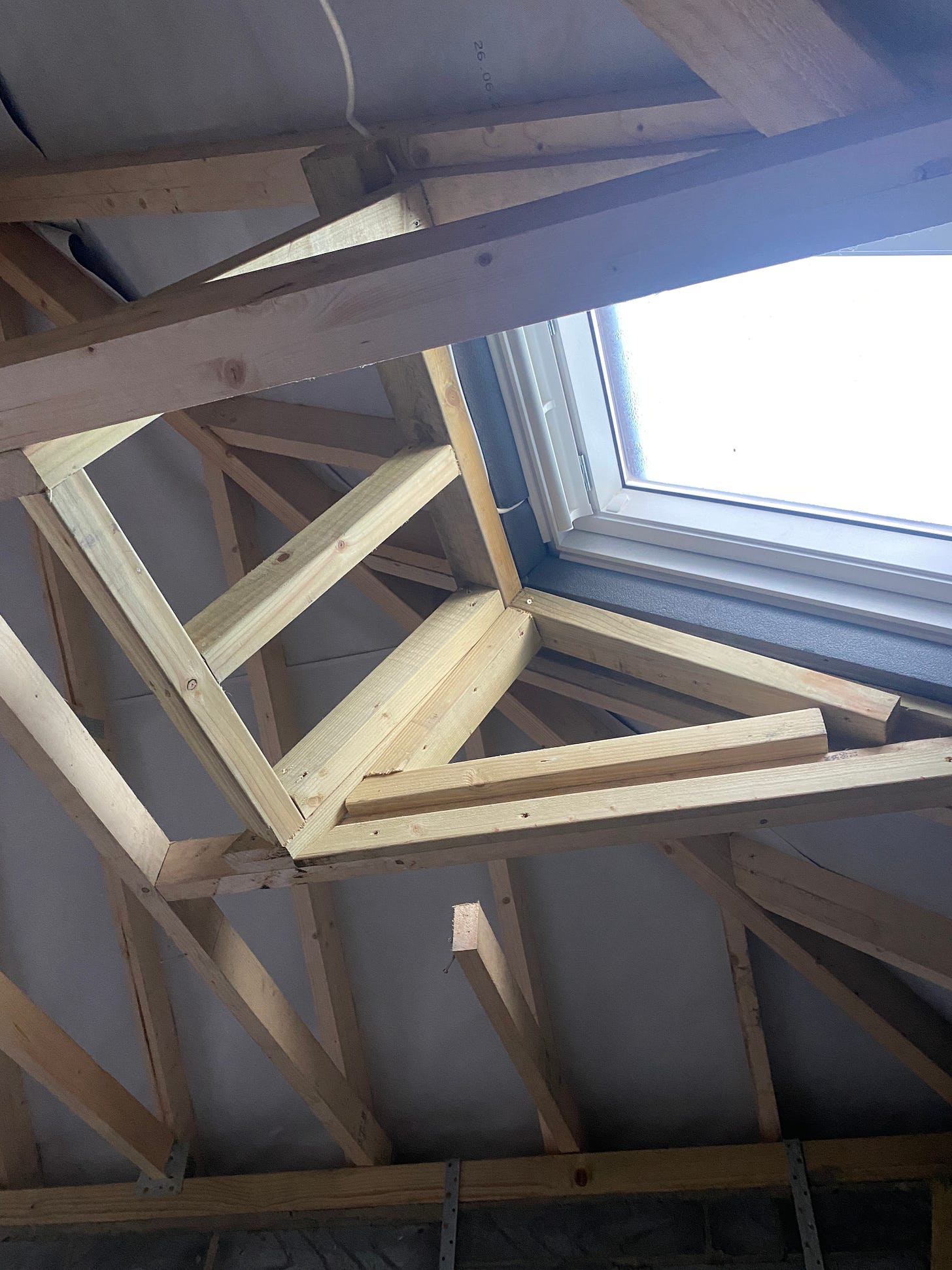 wooden batons around the velux