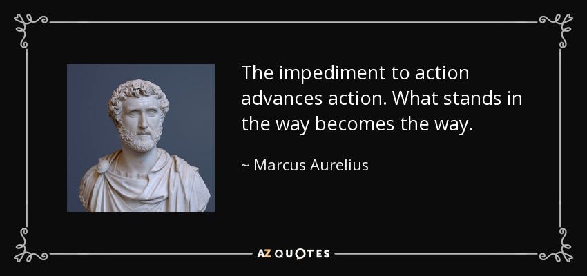 Marcus Aurelius quote: The impediment to action advances action. What  stands in the...