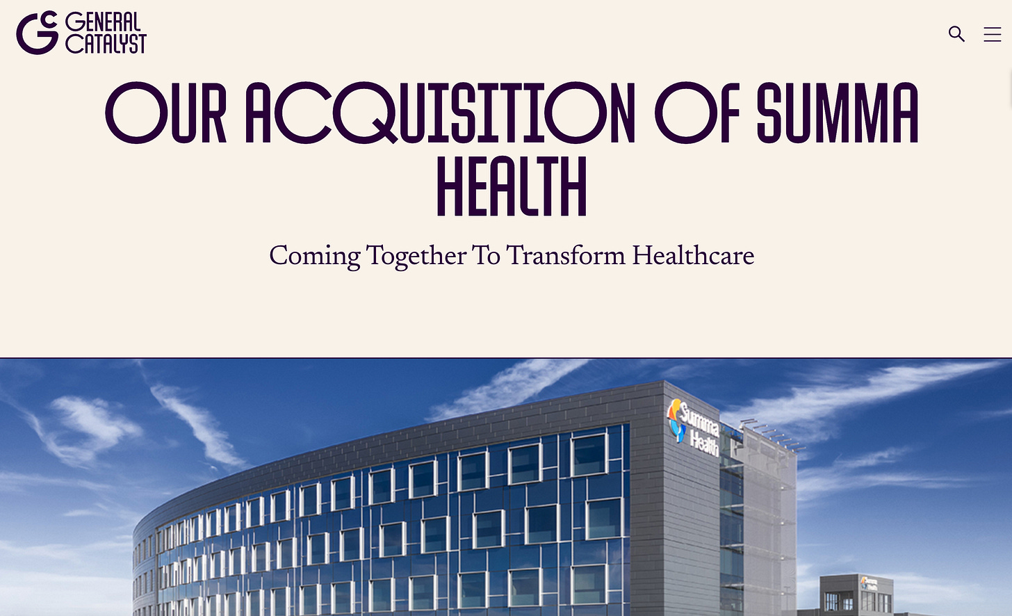 General Catalyst Acquired Summa Health