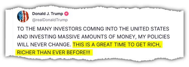 Trump's Message Screenshot