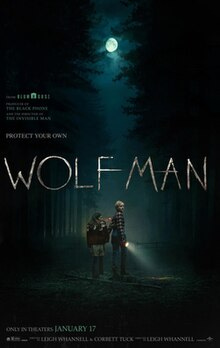 Wolf Man poster with two lonely young siblings beneath a moonlight sky. No sign of a wolf, and it's still creepy.