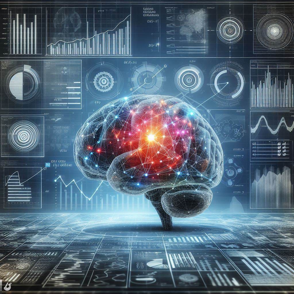 An image of the brain and data analytics charts in the background