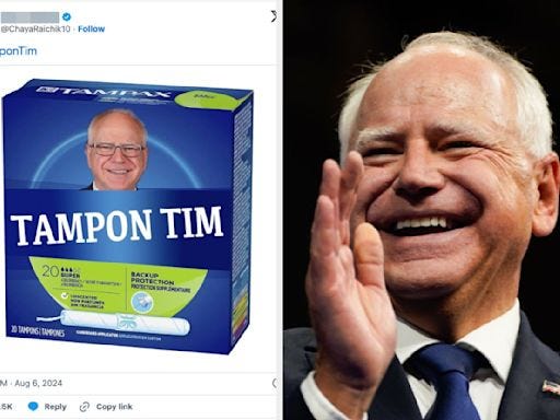 Republicans Are Calling Tim Walz Tampon Tim, And The Backlash From Women Is Too Good Not To Share