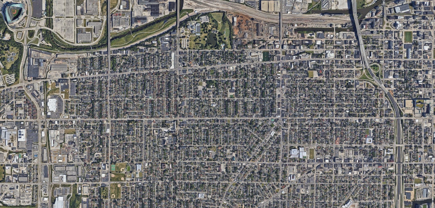 Aerial view of Miller Park and surrounding area