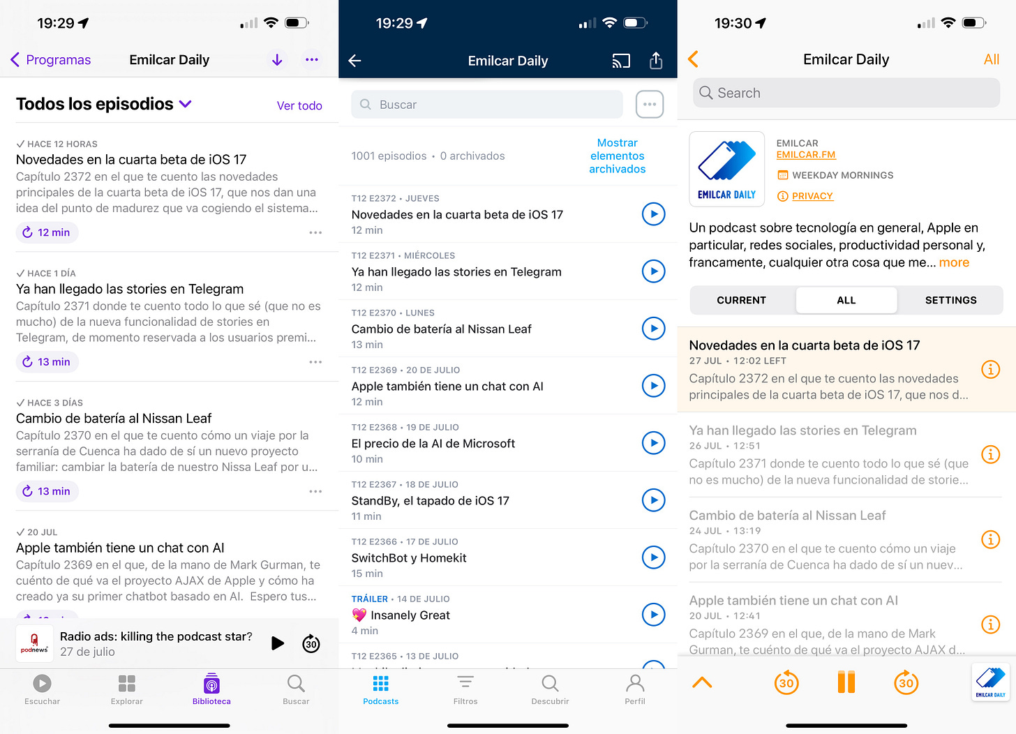 Capturas de las citadas apps que muestran lo que se explica en el párrafo anterior.
