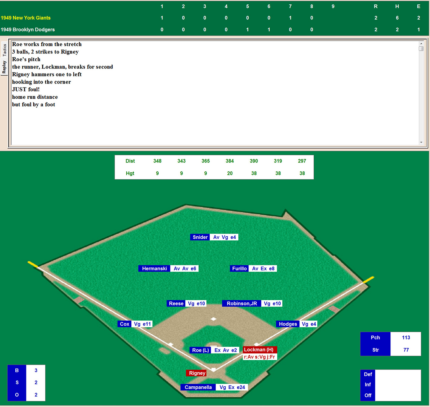 Diamond Mind Baseball Almost Home Run