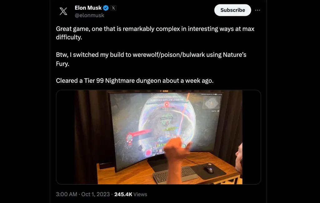 Musk Livestreams Himself Playing Diablo 4 to Test X Capacity - Bloomberg