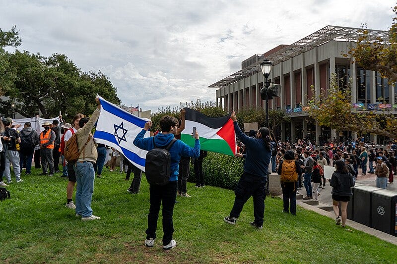 File:Isreali and Palestinian Flags at Pro-Palestinian Protest.jpg