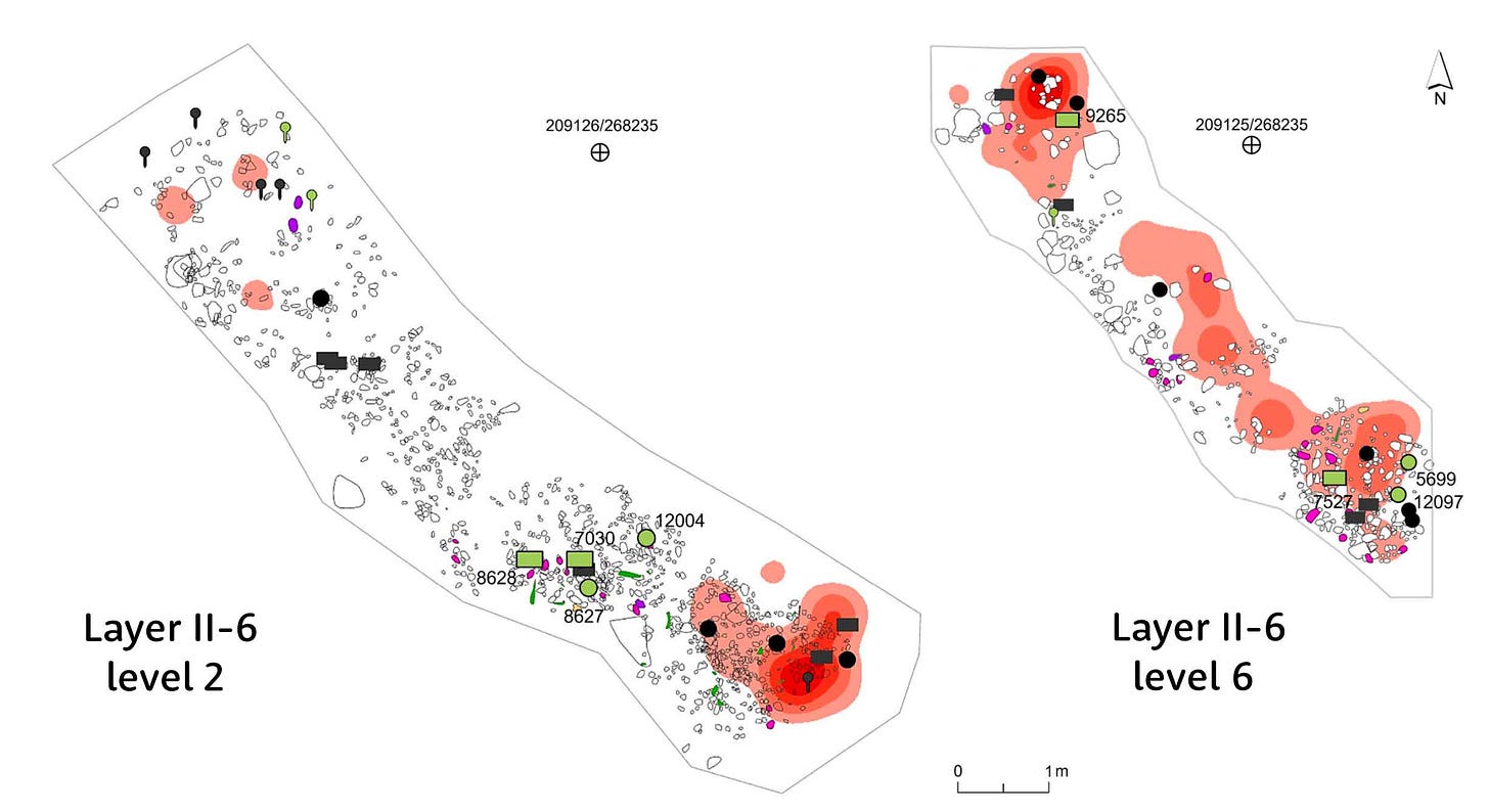 Two surface maps with artifact distributions noted as indicated in caption. Two surface maps with artifact distributions noted as indicated in caption.