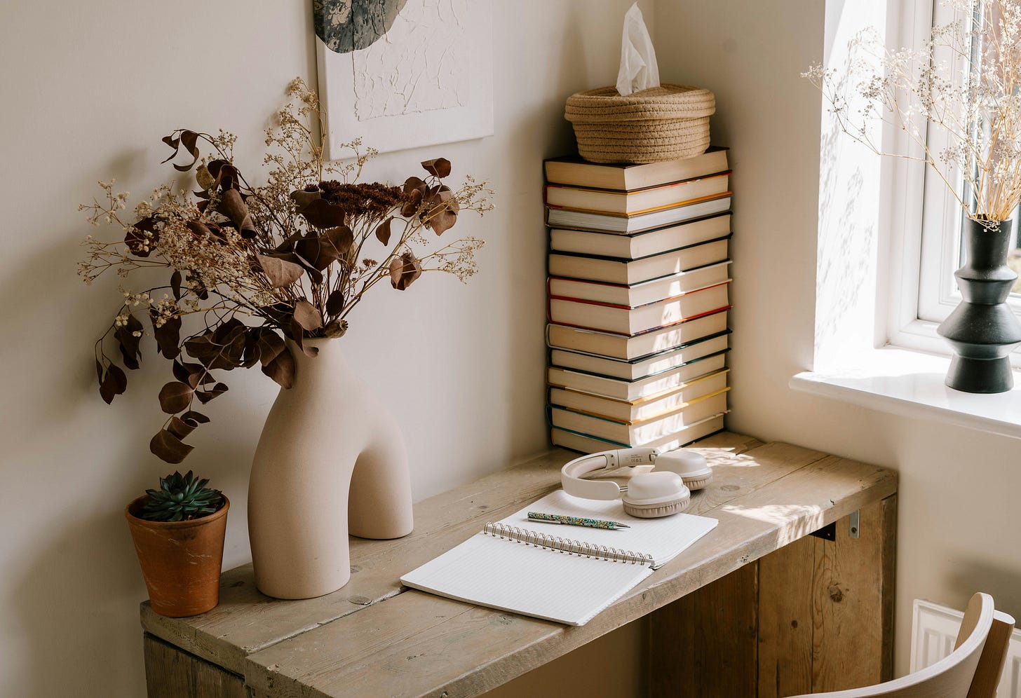 organized desk for writers writing