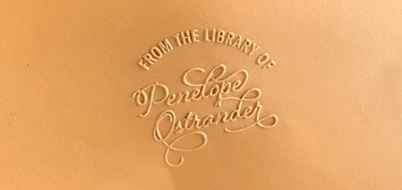 Custom Library Embosser, Personalized Embosser, Embossing Seal, Library, Penelope, Book Embosser, Ex Libris Embosser, Book Stamp, Book Gift image 1