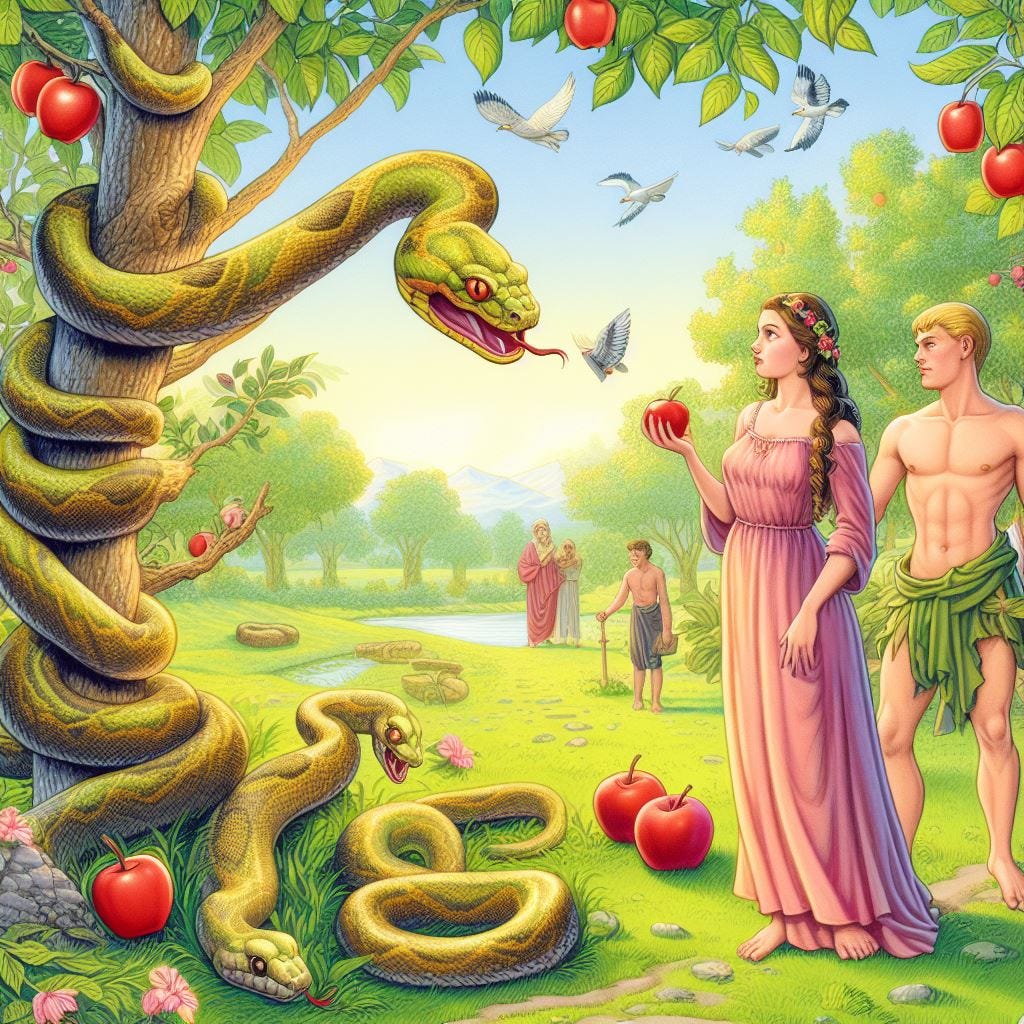 Adam and Eve in the garden of Eden