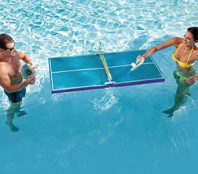 pool ping pong man woman playing