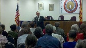 John Nichols at the IBEW Hall in Tucson.