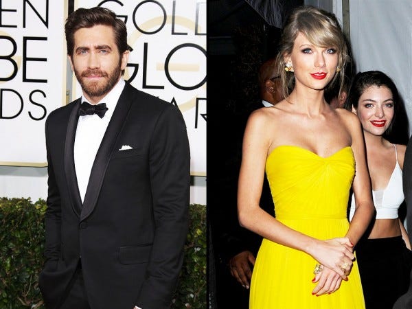 taylor swift not happy to see jake gyllenhaal at golden globes party