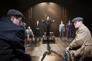 Scene from the play "Arturo Ui's Resistable Rise" by Bertolt Brecht performed in the London Duchess Theatre