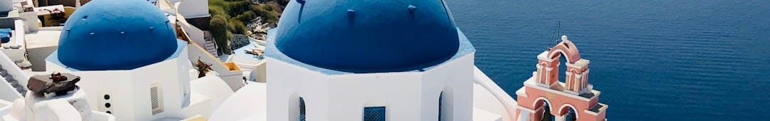 white and blue painted building